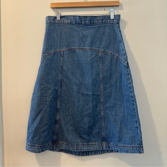 Old Navy Western Equestrian High-Rise Drapey Denim Midi Skirt Size 4 - Picture 3 of 14